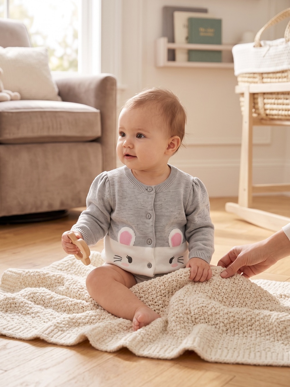 Gymboree Gray Mouse Accent Knit Cardigan with Pink Ears